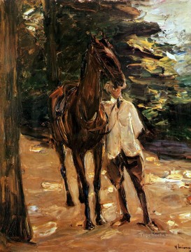 Max Liebermann Painting - man with horse Max Liebermann German Impressionism